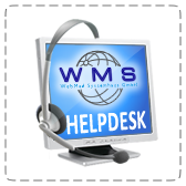 Monitor mit Headset, dem Logo und dem Schriftzug Helpdesk